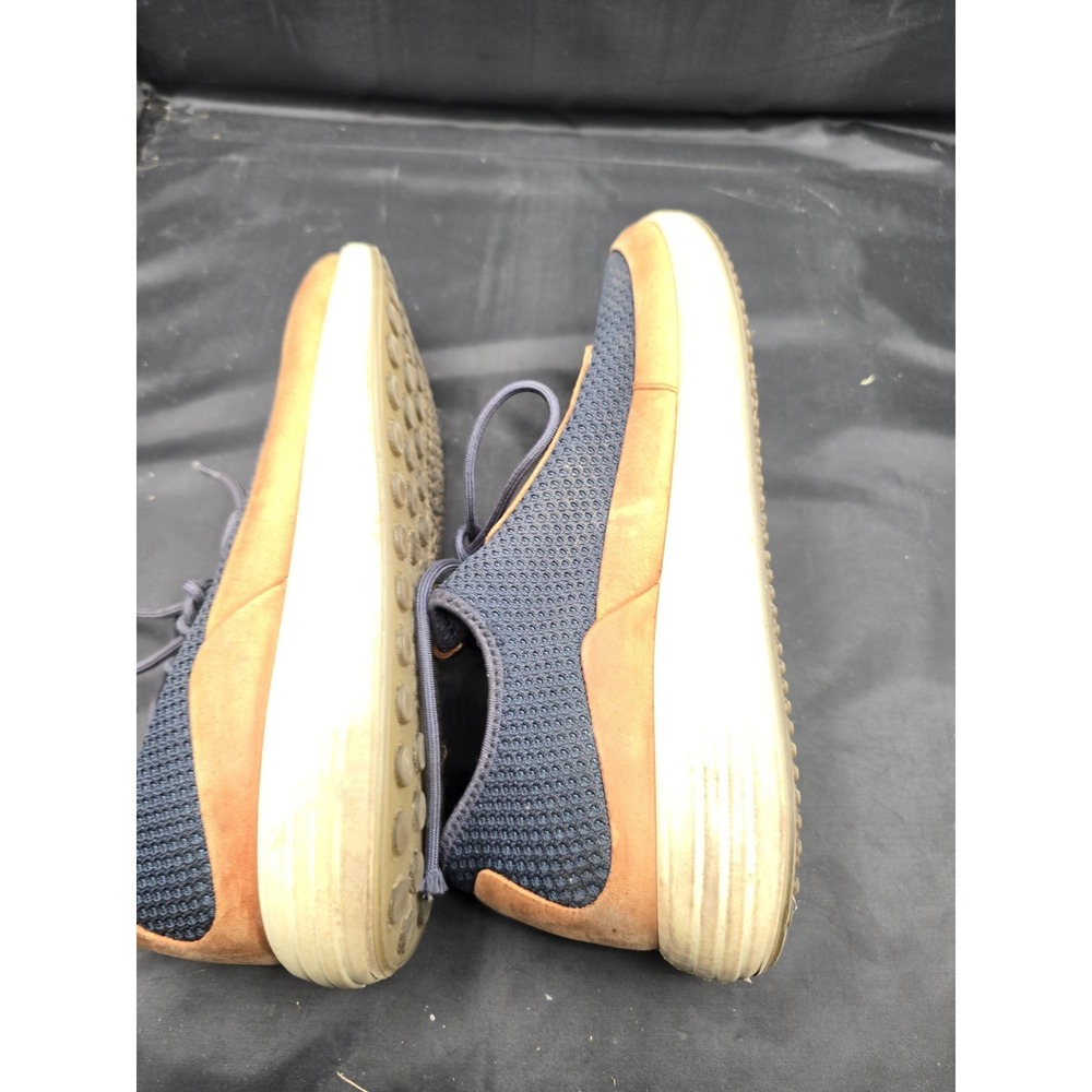 ECCO‎ Mens Sport Shoe Navy Weave Caramel Leather Trim Danish Sz 8